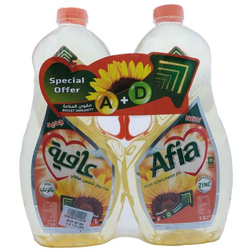 Afia Sunflower Oil 1.5L [2 Pack] [Special Offer] 