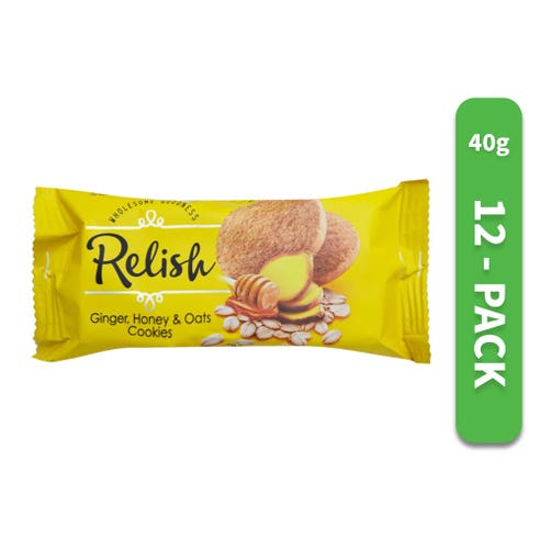 Nabil Relish Ginger Honey & Oats Cookies 40g [12 Pack] - Available at Alosra Online Supermarket