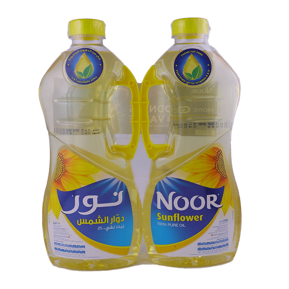 Noor 100% Pure Sunflower Oil 2x1.5L back image