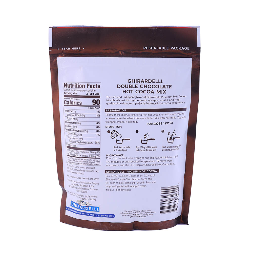 Ghirardelli Double Chocolate Hot Cocoa Mix 298g back image