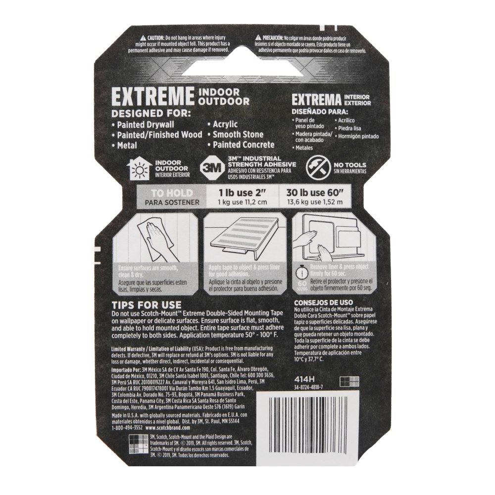 Scotch 3M Extremely Strong Double Sided Mounting Tape 1pc back image