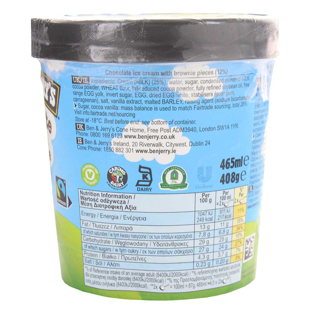 Ben & Jerry's Chocolate Fudge Brownie 465ml - Alosra supermarket near me