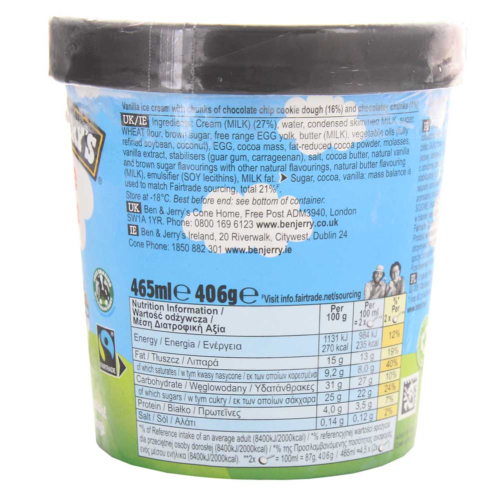 Ben & Jerry's Cookie Dough Ice Cream 465ml - Bahrain Alosraonline store