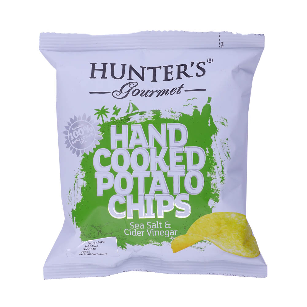 Hunter Gourmet Hand Cooked Sea Salt & Vinegar Potato Chips 40g - Available at Alosra Online Supermarket