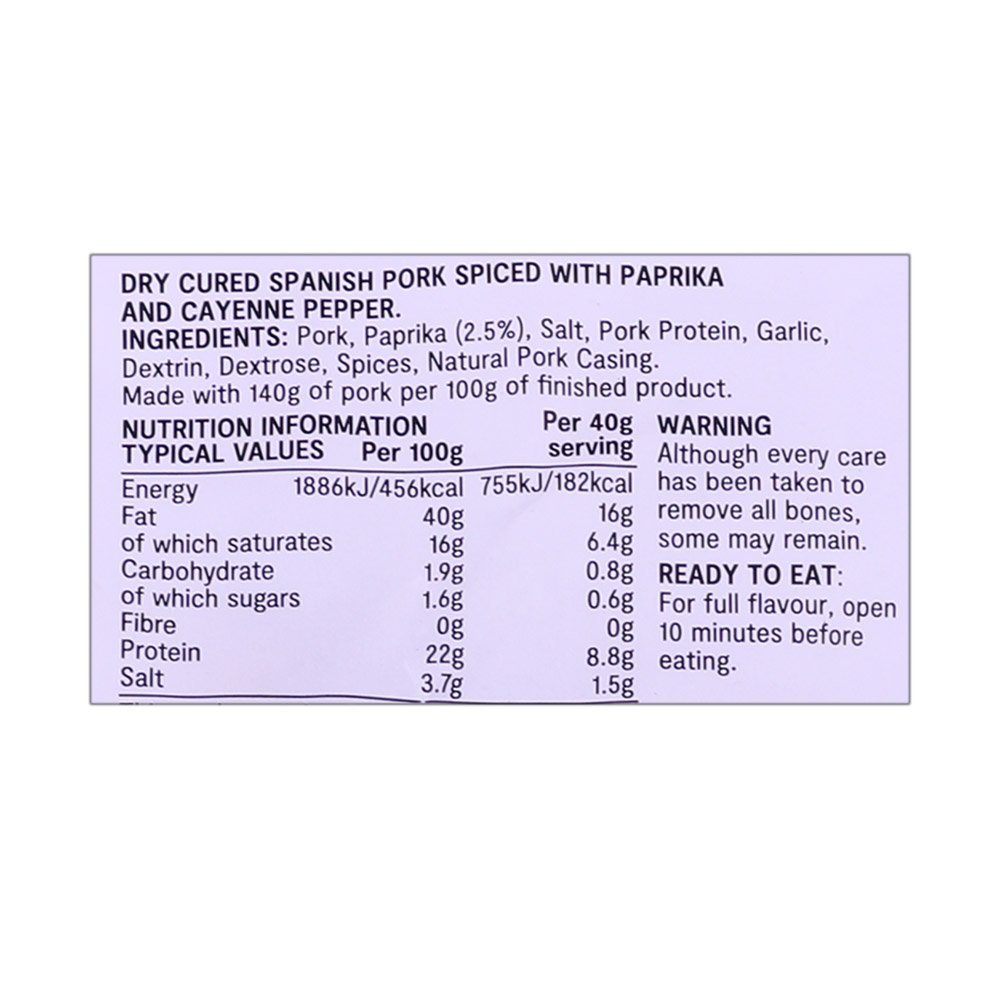 SuperValu Spicy Pork Chorizo Sausage 200g [Contains Pork] back image