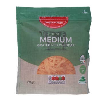 SuperValu Medium Grated Red Cheddar 200g - Available at Alosra Online Supermarket