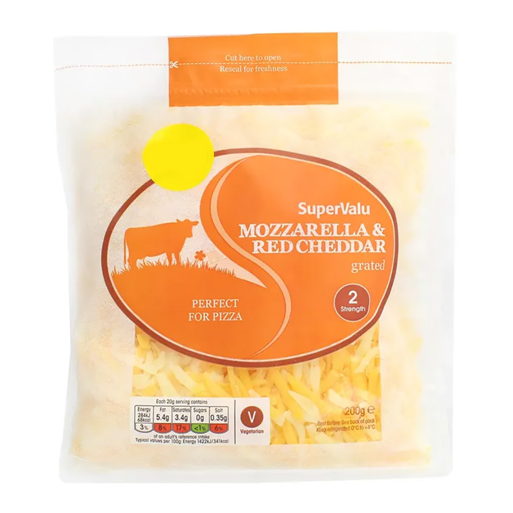 SuperValu Grated Red Cheddar & Mozzarella Cheese 200g - Available at Alosra Online Supermarket