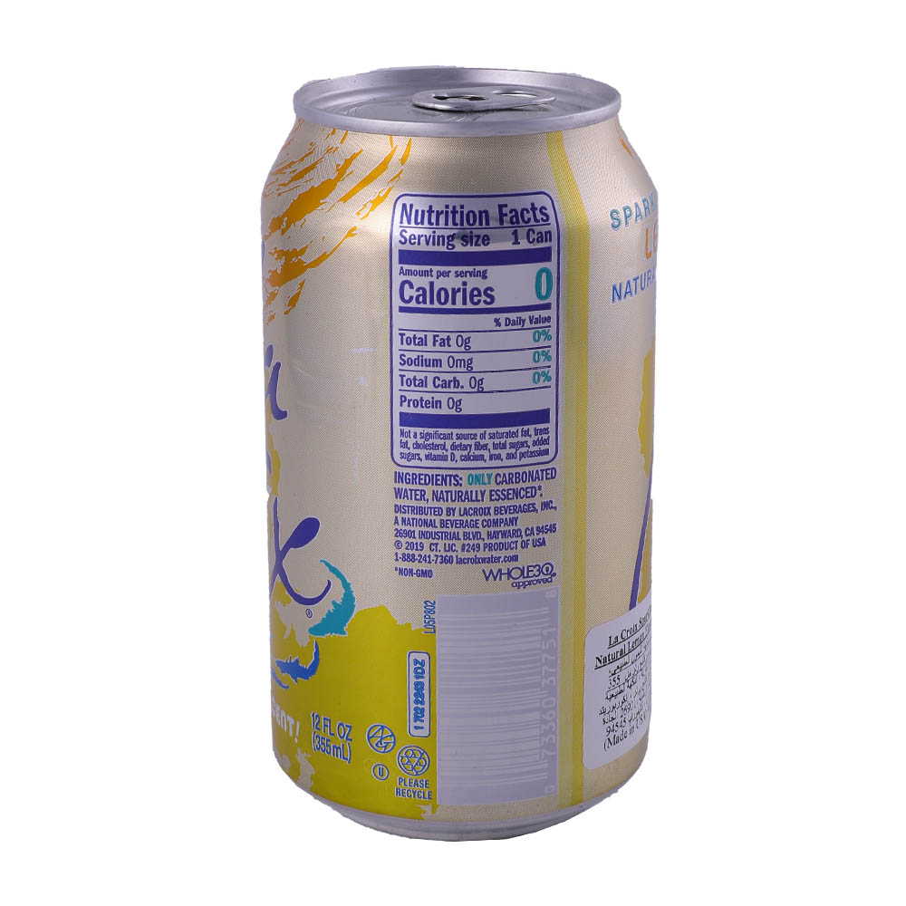 La Croix Sparkling Water Lemon 12Oz back image