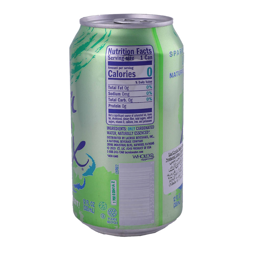 La Croix Sparkling Water Lime 12Oz back image