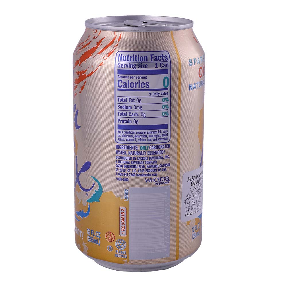 La Croix Sparkling Water Orange 12Oz back image
