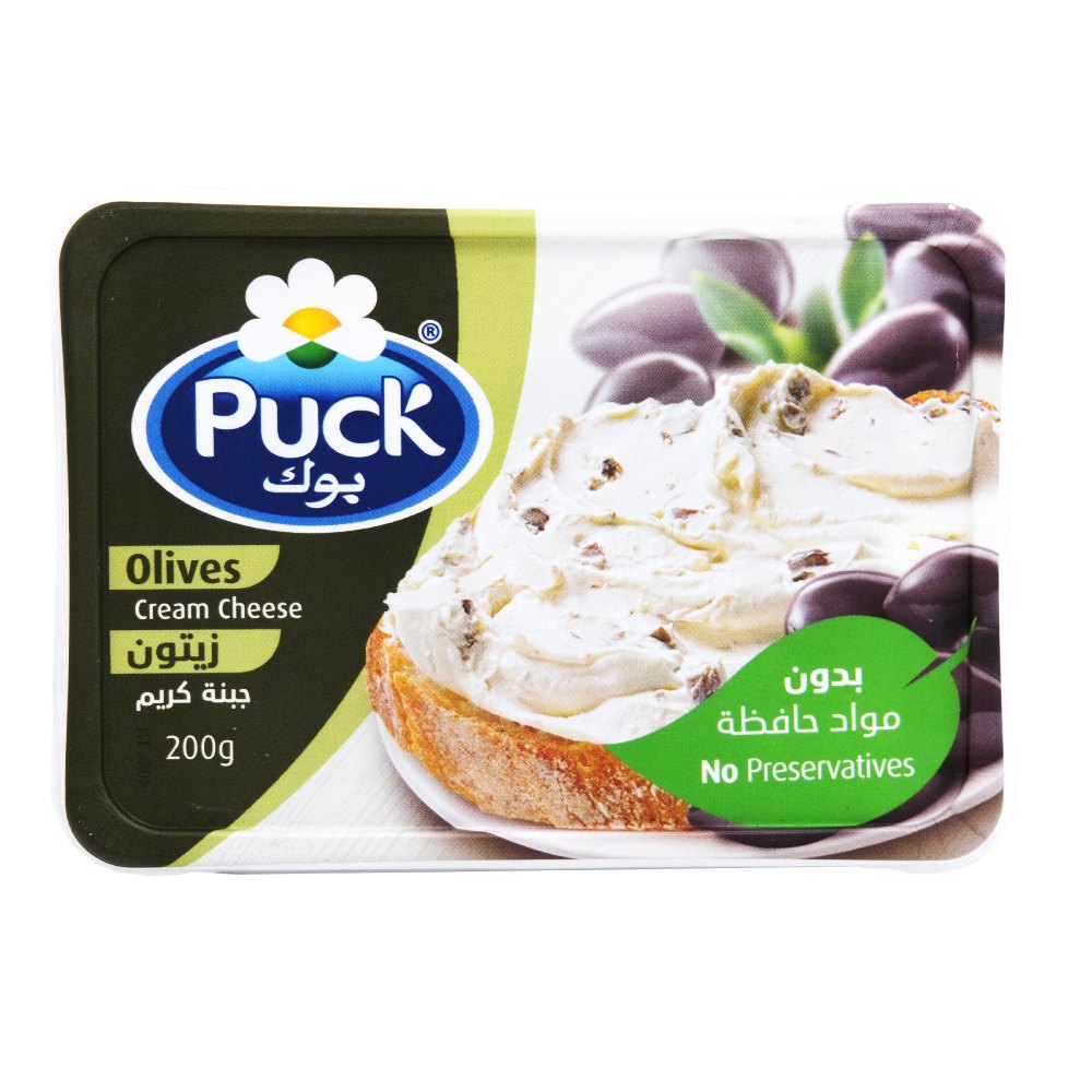 Puck Natural Cream Cheese With Olives 200g - Available at Alosra Online Supermarket
