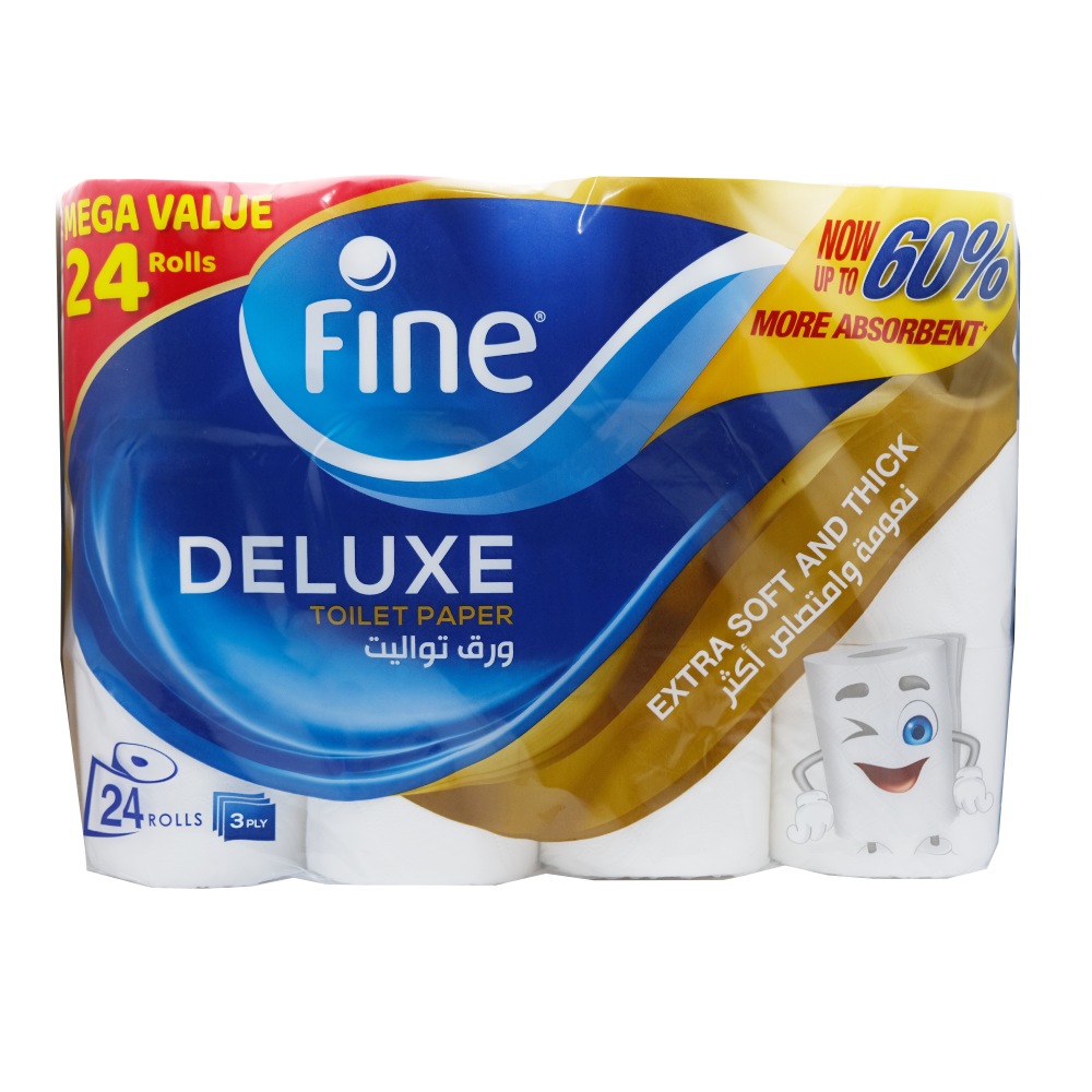 Fine Deluxe Toilet Tissue 24 Rolls x 3-Ply 140's - Available at Alosra Online Supermarket
