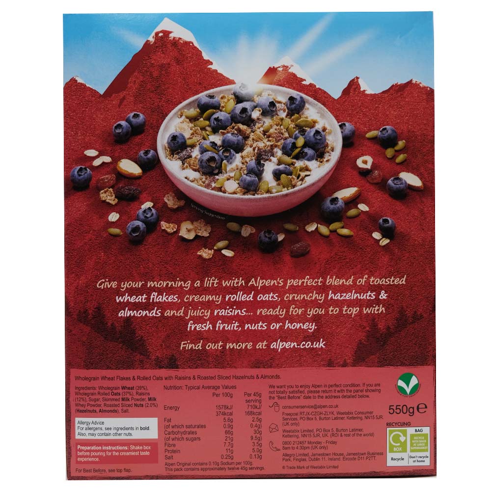 Alpen Original Recipe Muesli 550g back image