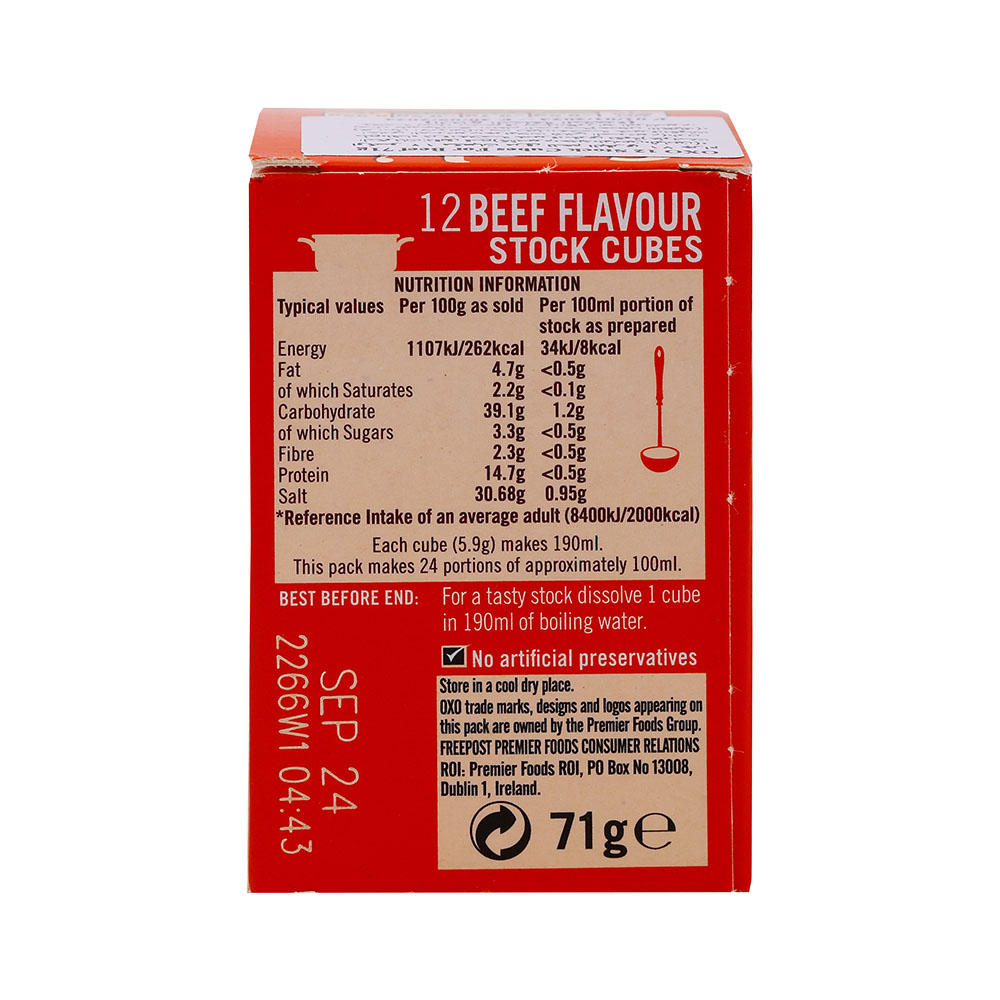 Oxo Cooks Mate Beef Flavor Cubes 71g [12 Pack] back image