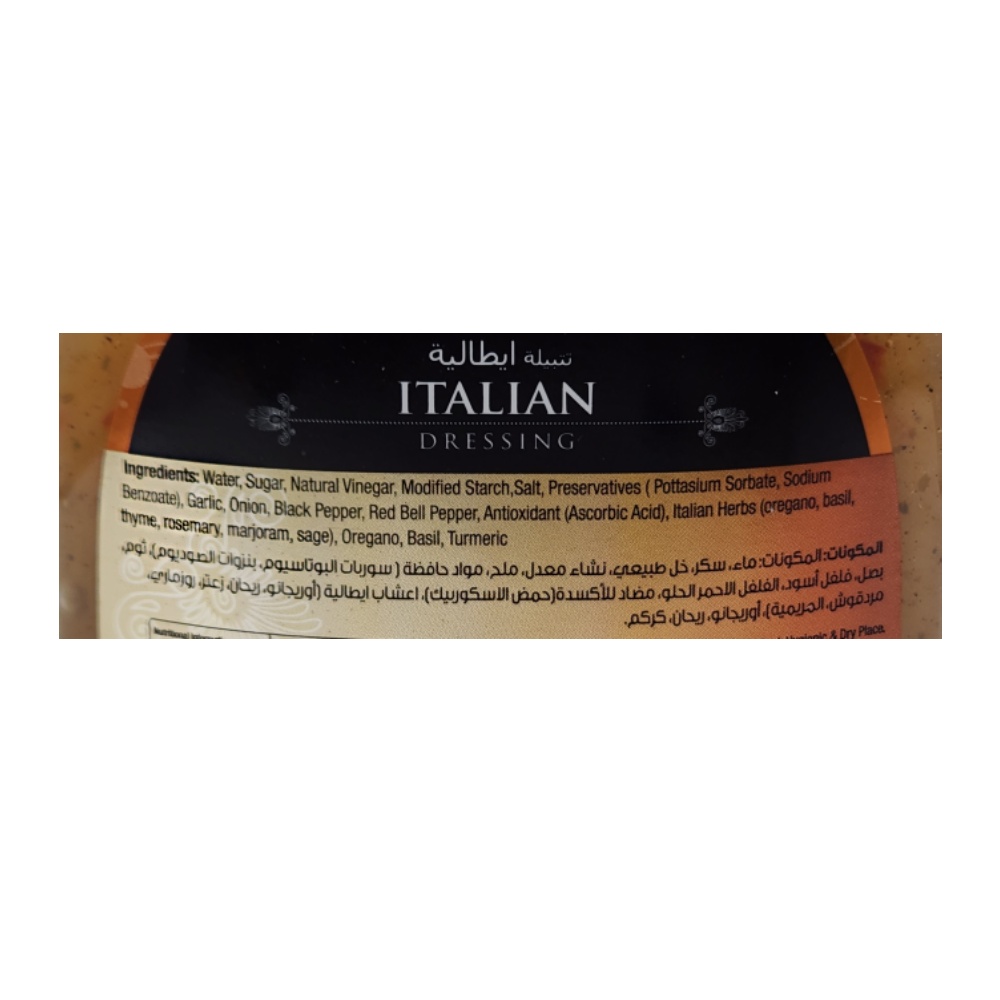 Delicio Italian Dressing 532ml back image