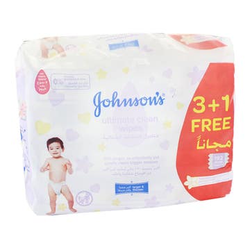 Johnsons Ultimate Clean Baby Wipes 48s [3+1 Free] 