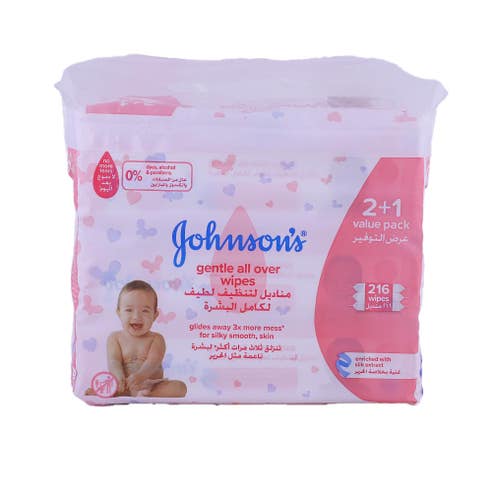 Johnsons Gentle All Over Baby Wipes 72s 