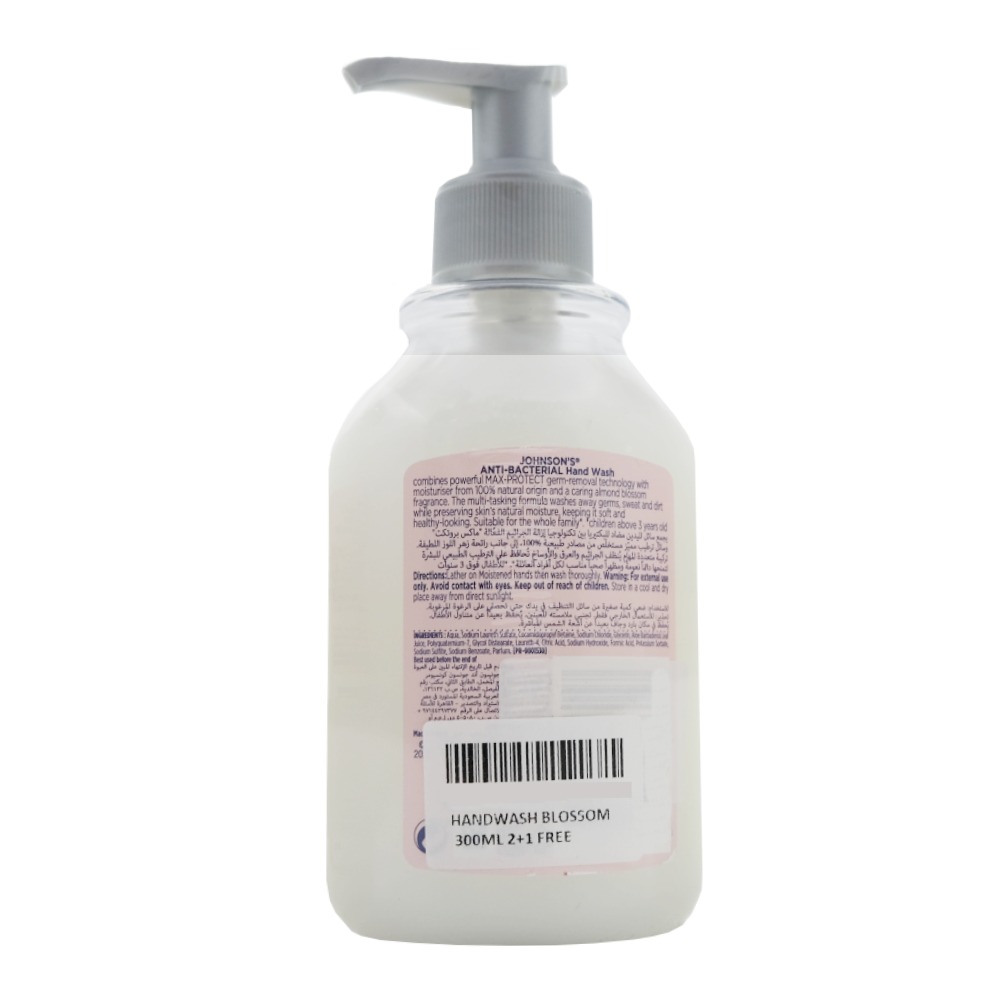 Johnsons Anti-Bacterial Almond Blossom Hand Wash 3x300ml [Special Offer] back image