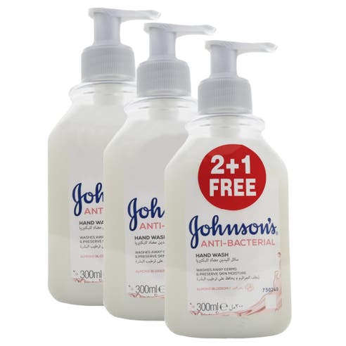 Johnsons Anti-Bacterial Almond Blossom Hand Wash 3x300ml [Special Offer] 