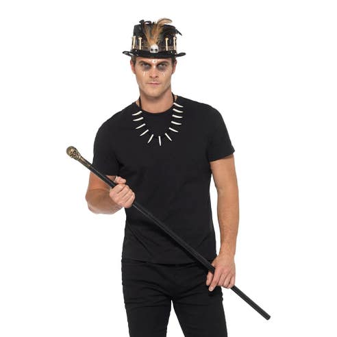 Smiffys Voodoo Kit With Feather Top Hat Black 