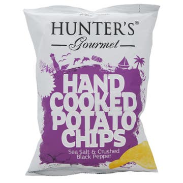 Hunter's Gourmet Hand Cooked Sea Salt & Crushed Black Pepper Potato Chips 125g 