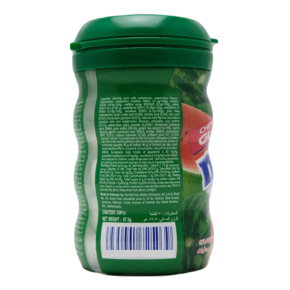 Mentos Pure Fresh Watermelon Flavour Chewing Gum 50's 87.5g back image