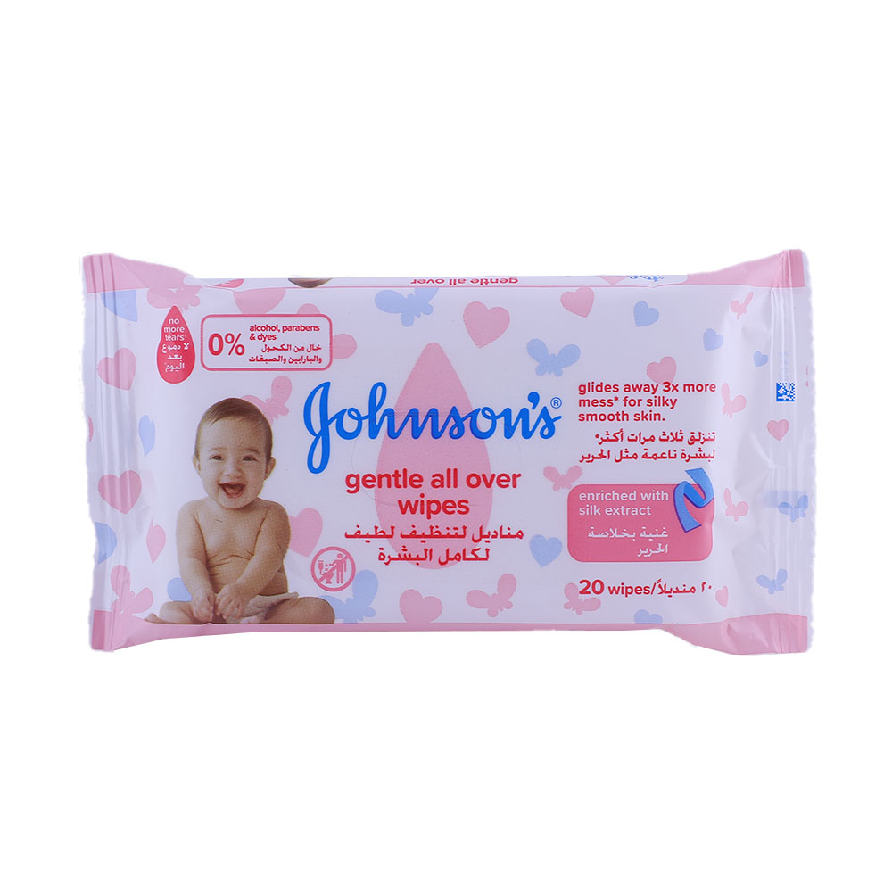 Johnsons Gentle All Over Baby Wipes 20s