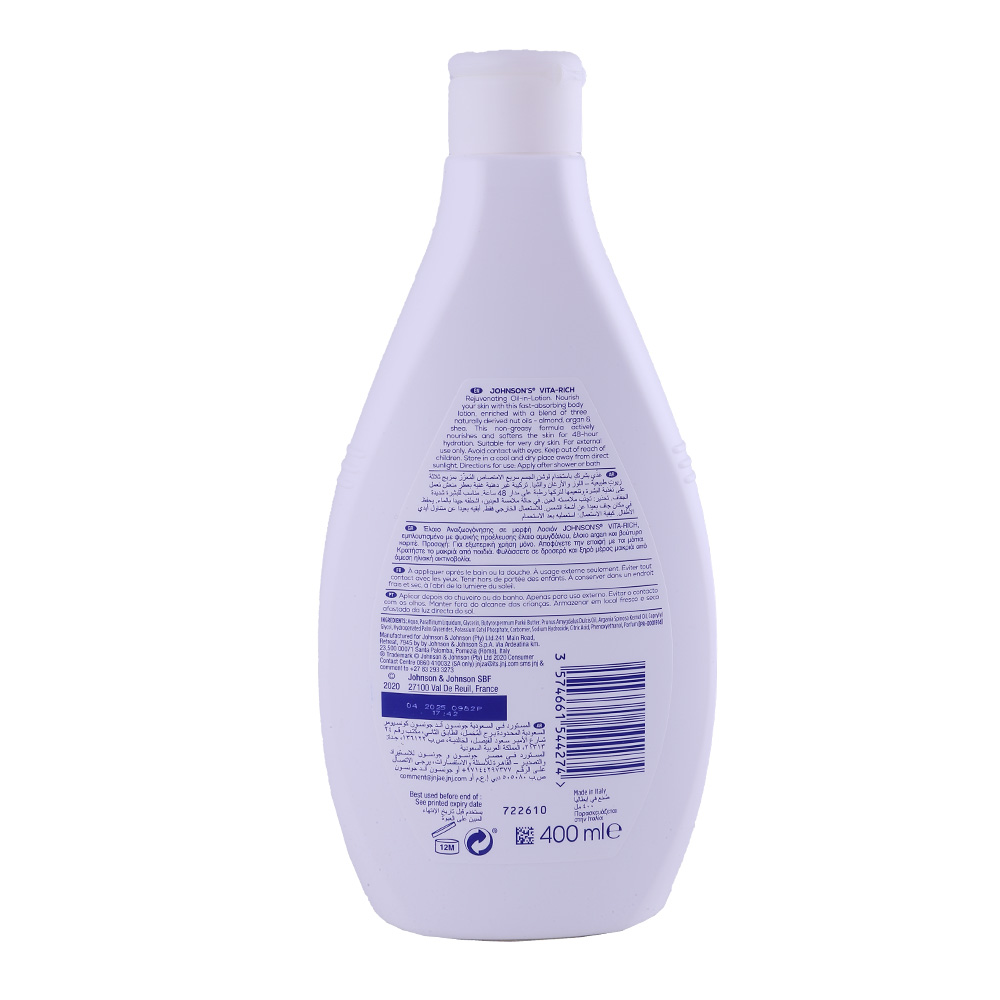 Johnsons Vita-Rich Oil Infusion Body Lotion 400ml back image