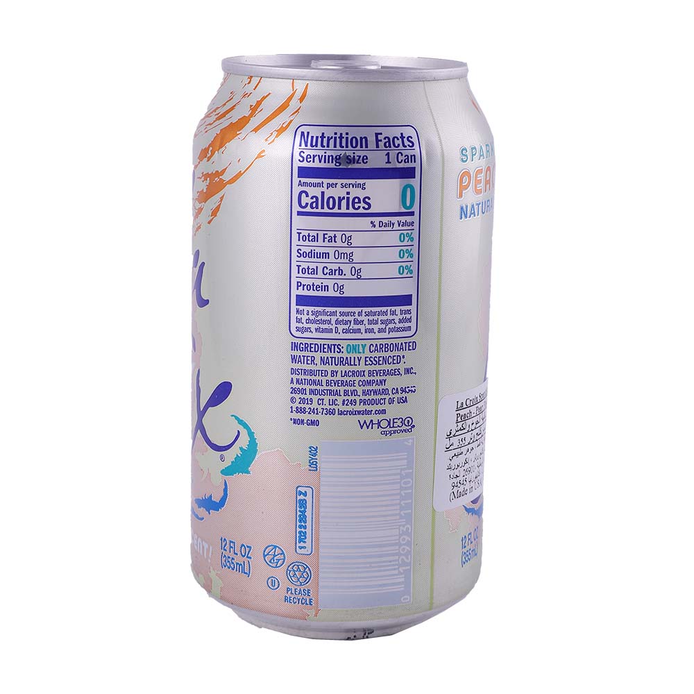 La Croix Peach & Pear Sparkling Water 12oz back image