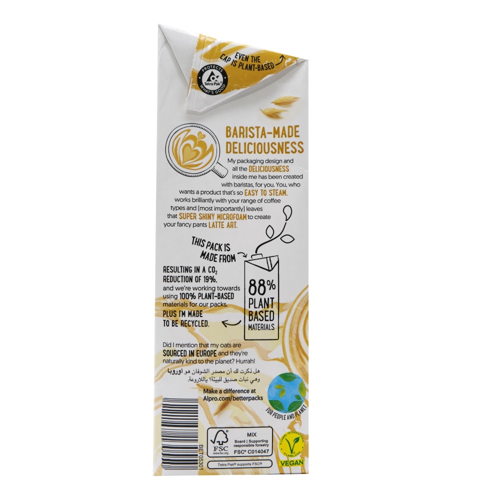 Alpro Barista Oat Drink 1L right side image