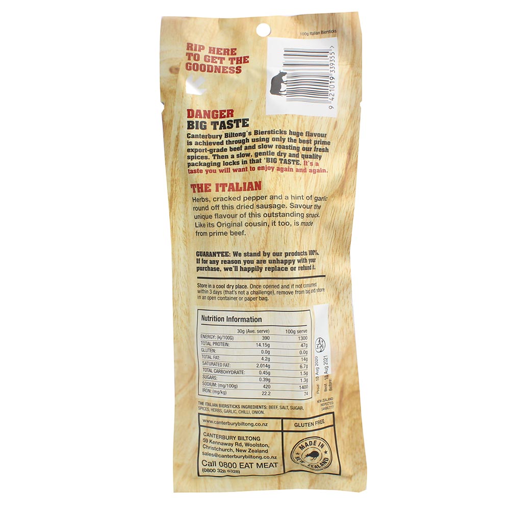 Canterbury Biltong Biersticks Italian 100g - Bahrain Alosraonline store