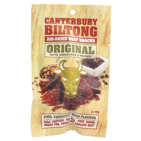 Canterbury Biltong Original Coriander & Pepper Beef Snacks 40g 