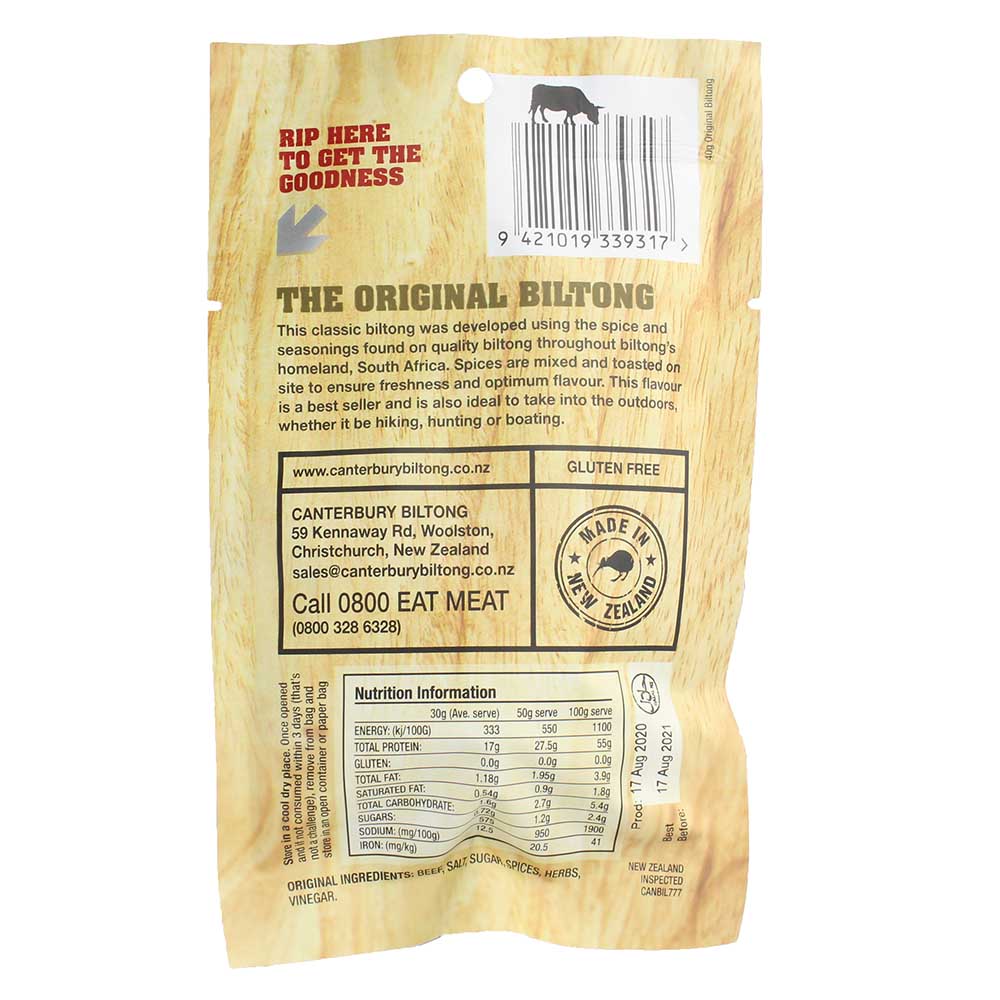 Canterbury Biltong Original Coriander & Pepper 40g - Bahrain Alosraonline store