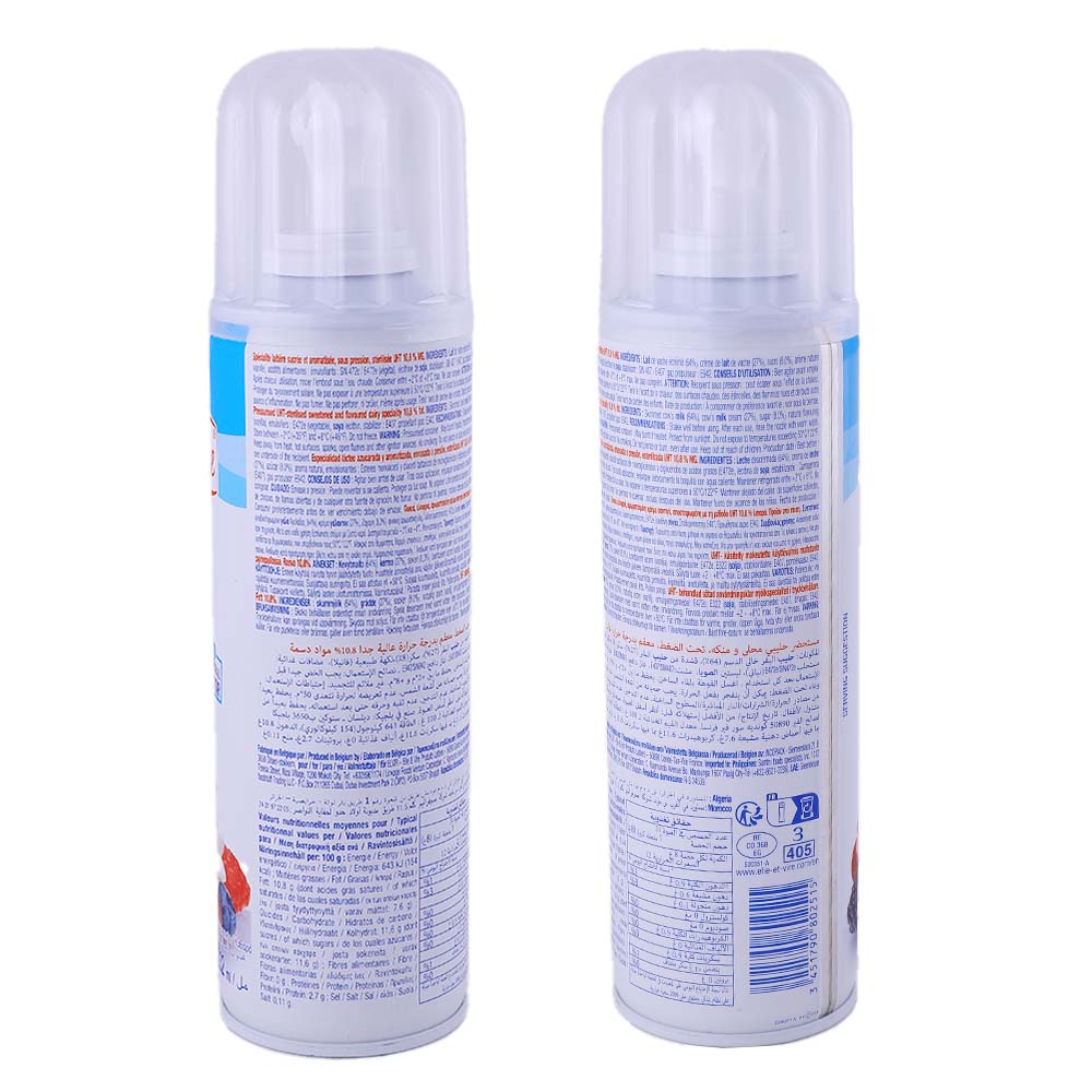 Elle & Vire Light Sweetened Whipped Cream Spray 250g back image