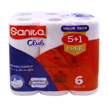 Sanita Club Kitchen Towels 2-Ply [5+1 Free] 