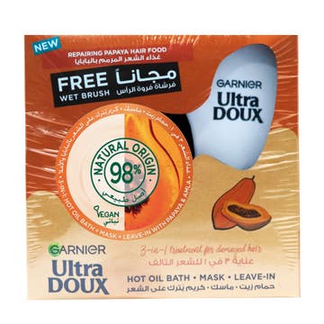 Garnier Ultra Doux Repairing Papaya Hair Food 390ml + Wet Brush 