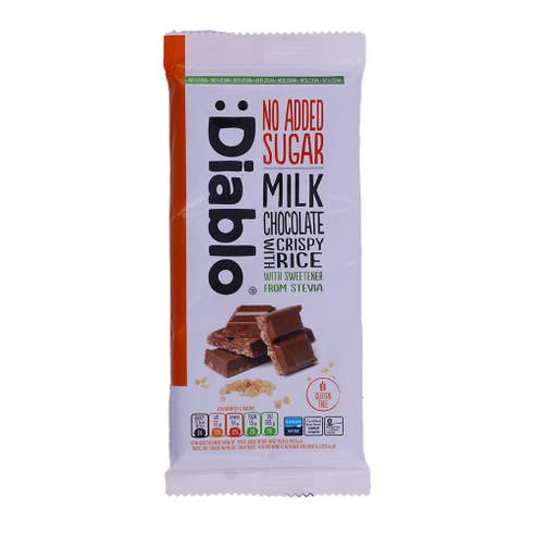 Diablo No Added Sugar Milk Chocolate with Crispy Rice 75g 