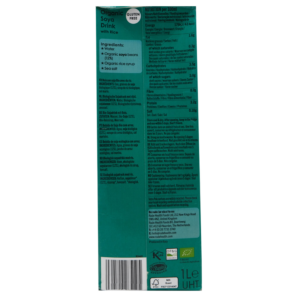 Rude Health Soya Barista 1L back image