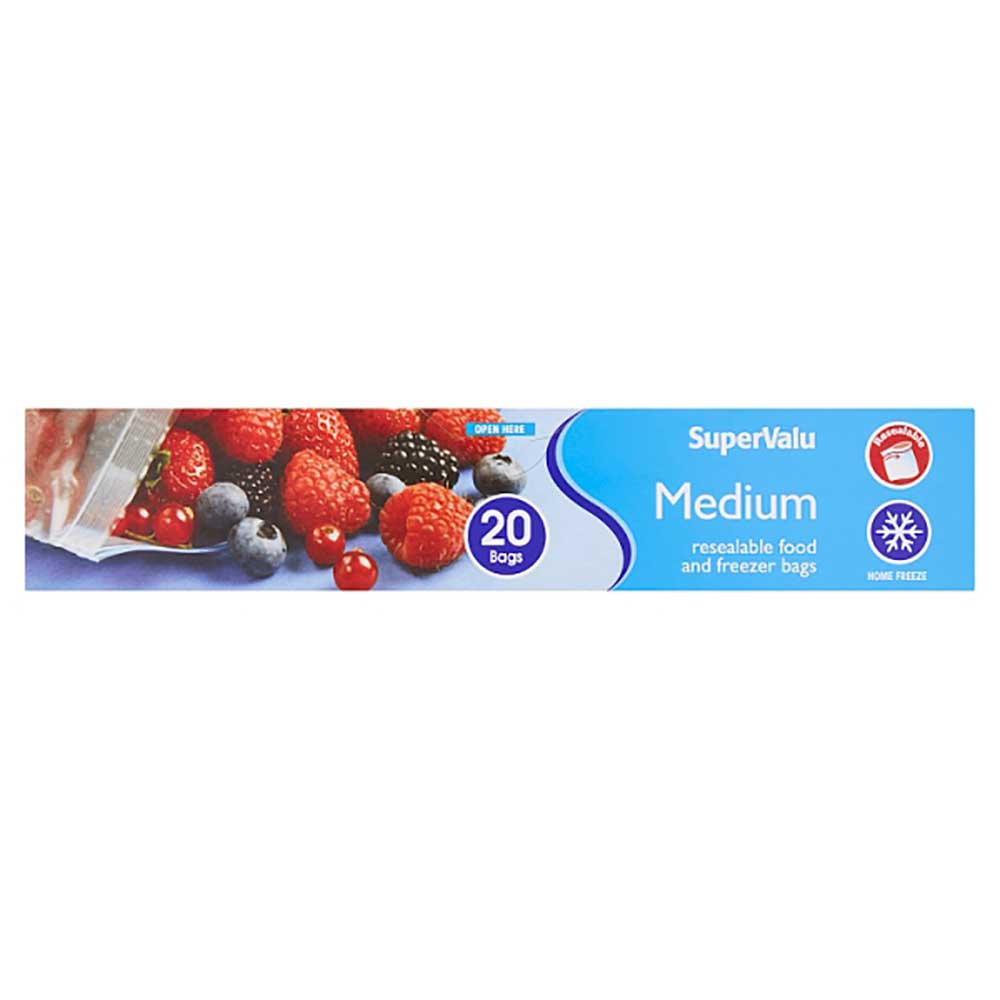 SuperValu Medium Resealable Food & Freezer Bags 20 Pack
