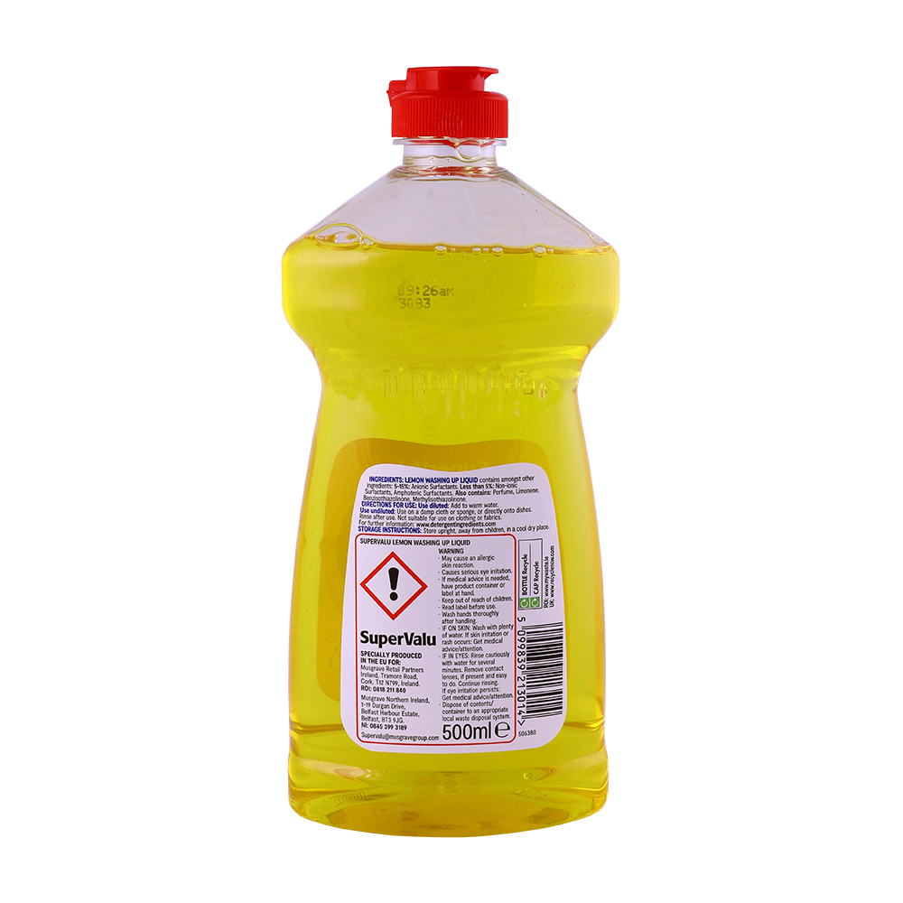 SuperValu Lemon Washing Up Liquid 500ml back image
