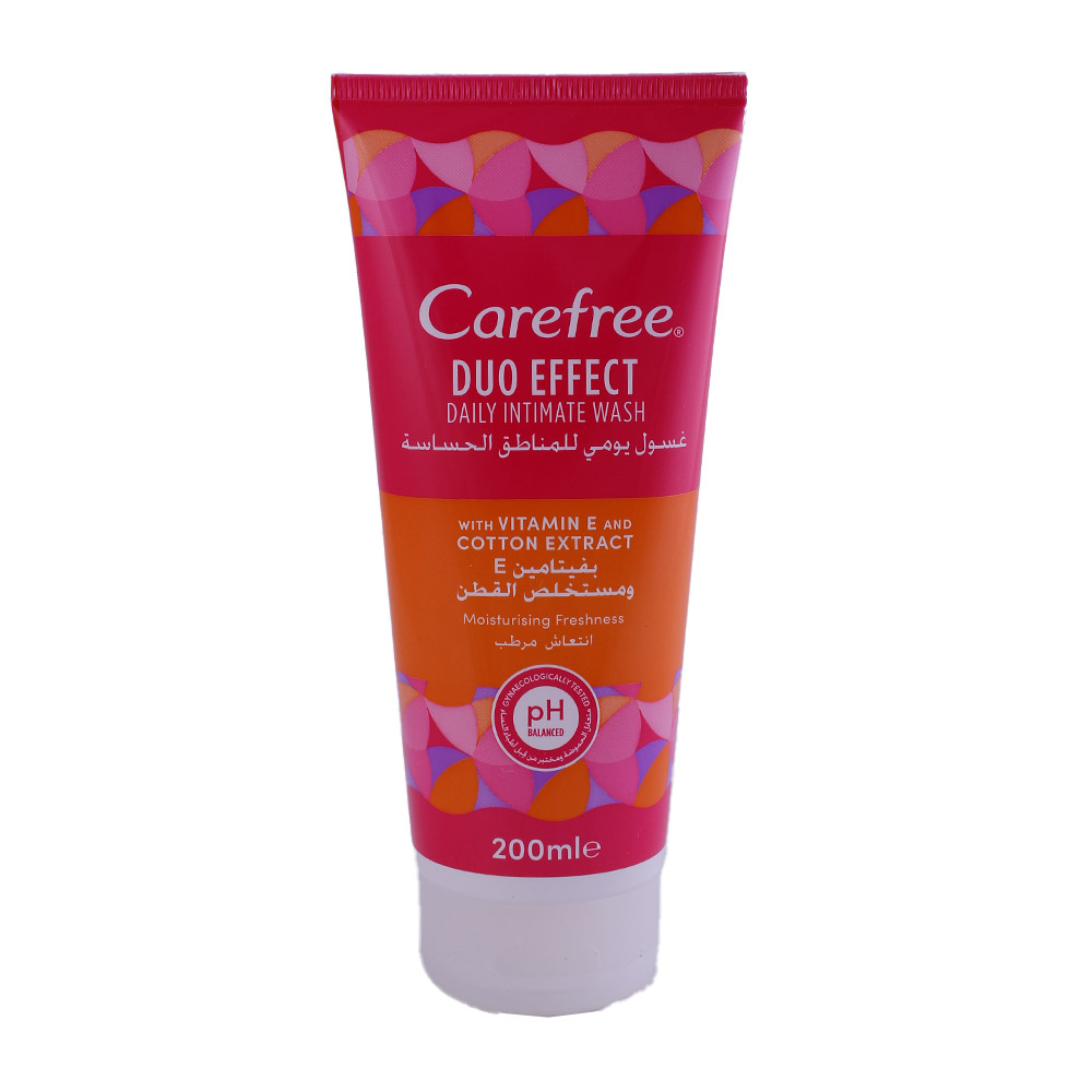 Carefree Duo Effect Daily Intimate Wash 200ml – Crisp & Authentic – Available at Alosra Online Grocery Store.