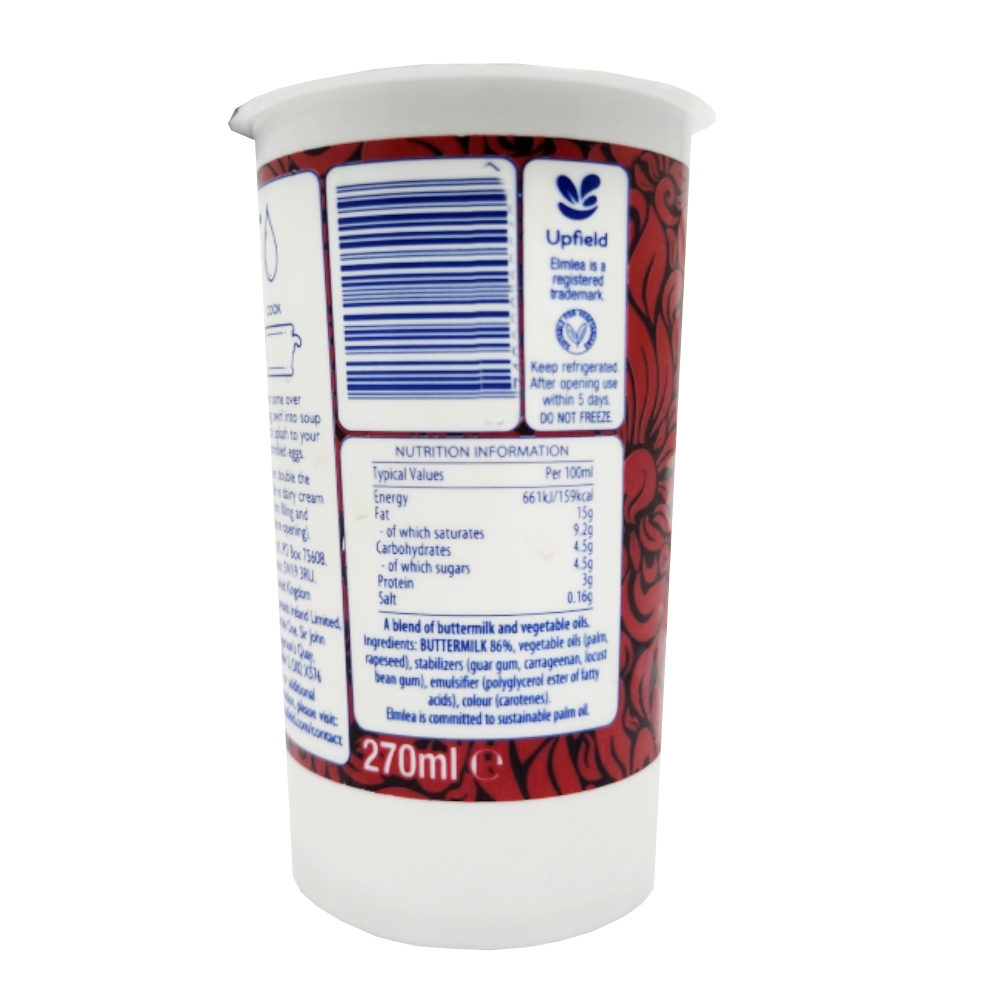 Elmlea Single Strawberry Cream Pot 270ml back image