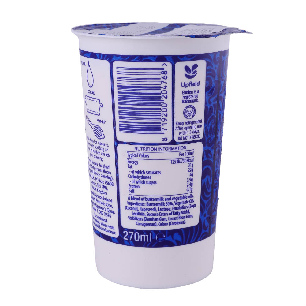 Elmlea Double Strawberry Cream Pot 270ml back image