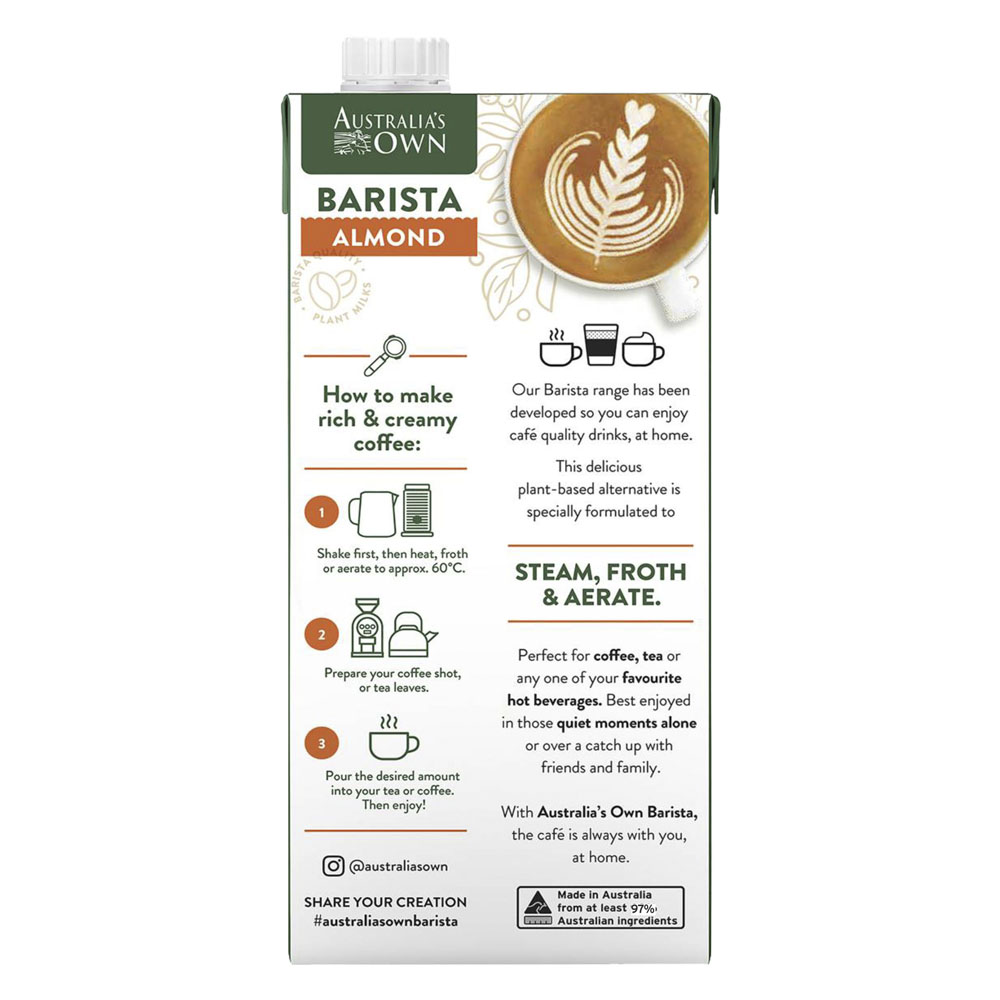 Australia's Own Barista Almond Milk 1L back image