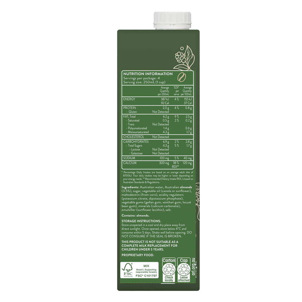 Australia's Own Barista Almond Milk 1L right side image