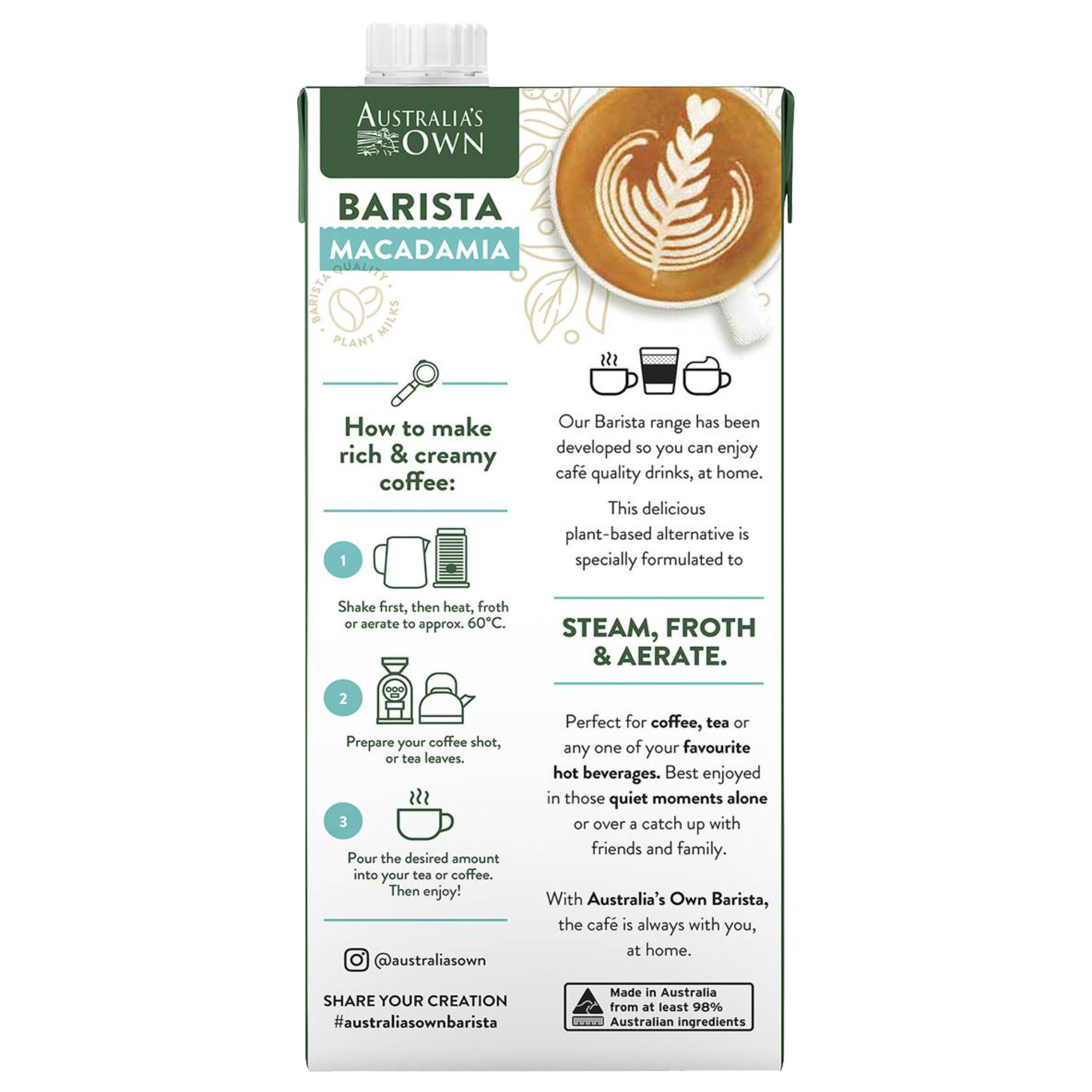 Australia's Own Barista Macadamia 1L back image
