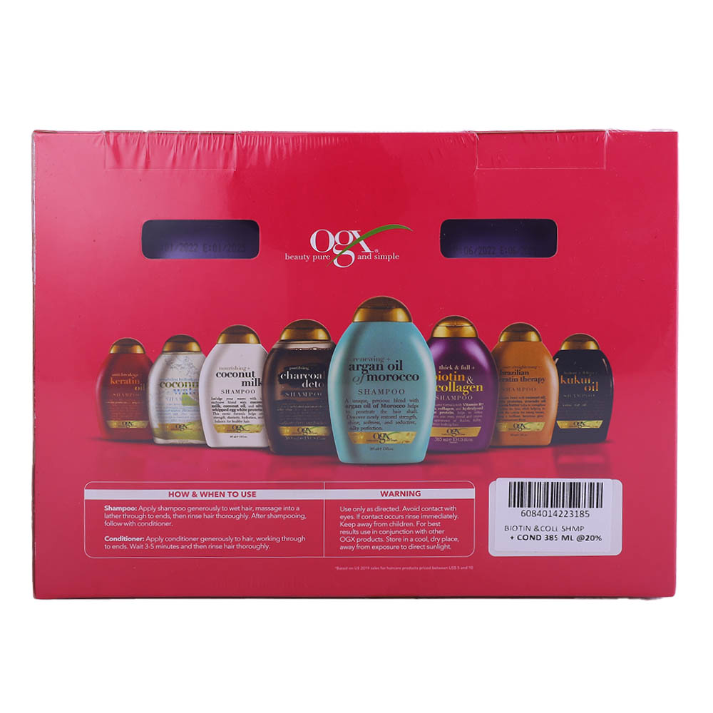 Ogx Biotin & Collagen Shampoo And Conditioner 385ml [Special Offer] back image