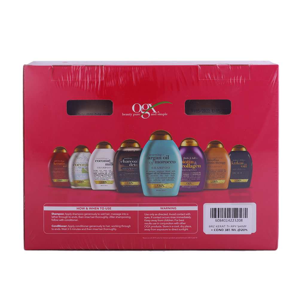 Ogx Brazilian Keratin Smooth Shampoo + Condtioner 385ml [Special Offer] back image
