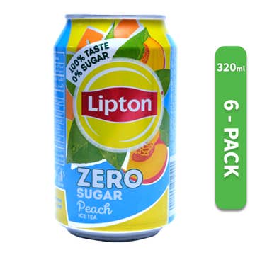 Lipton Zero Sugar Peach Ice Tea Can 320ml [Pack of 6] 
