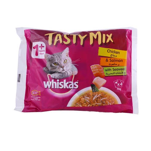 Whiskas Tasty Mix Chicken & Salmon With Seaweed 70g [4 Pieces] 